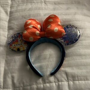 Disney Orange Polka Dot Bow Headband with Castle Design